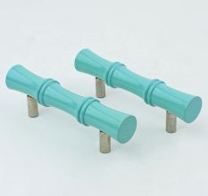 Turquoise handmade Wooden Door Handles for Drawer and Dresser-1 Piece (5 Inches)